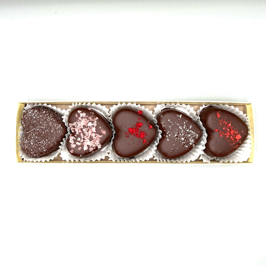 5 Piece Custom Box of Heart Shaped Truffles
