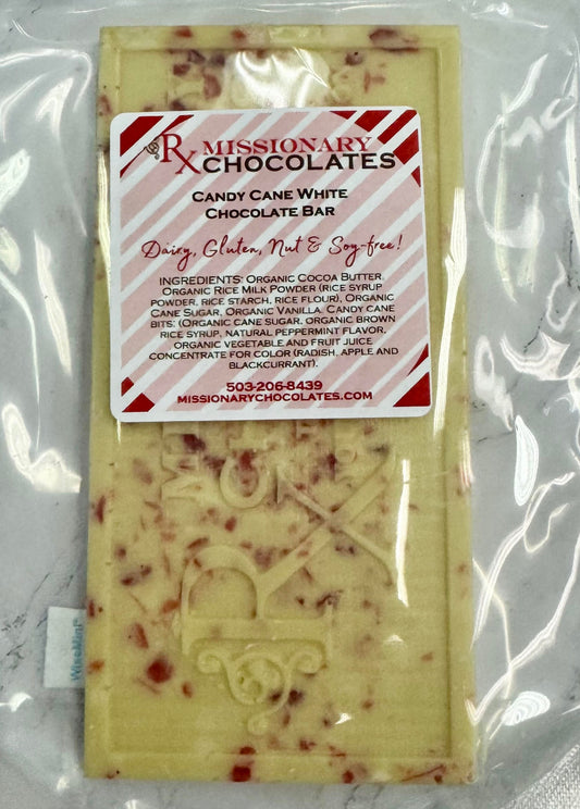 Solid White Chocolate Bar w/Candy Cane Bits