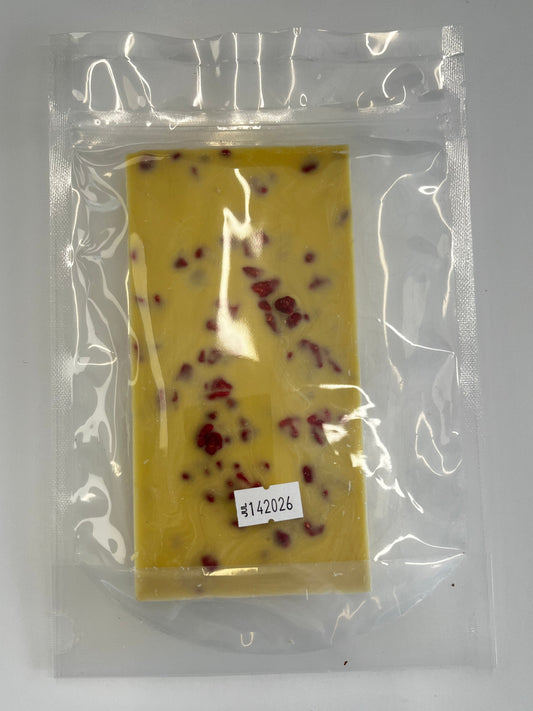Raspberry Bits White Chocolate Bar