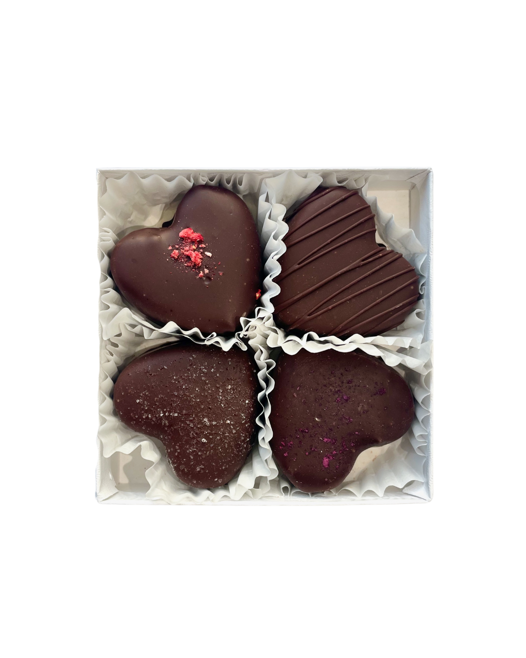 4 pc Custom Box of Heart Shaped Truffles