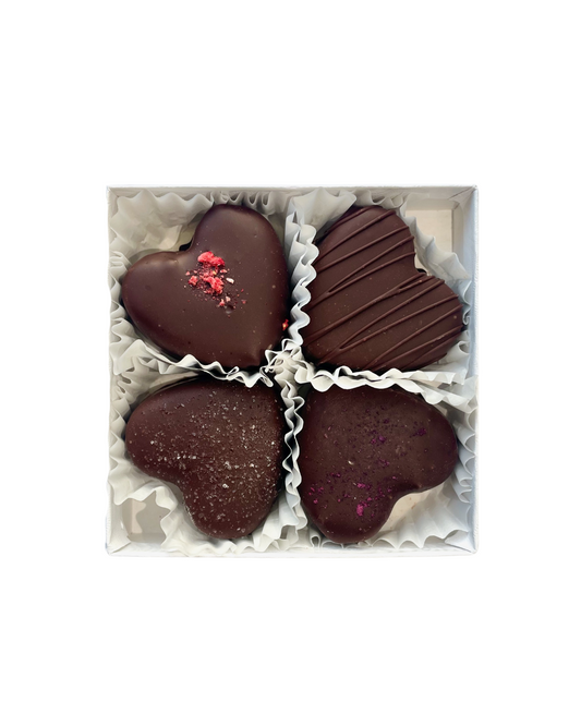 4 pc Custom Box of Heart Shaped Truffles