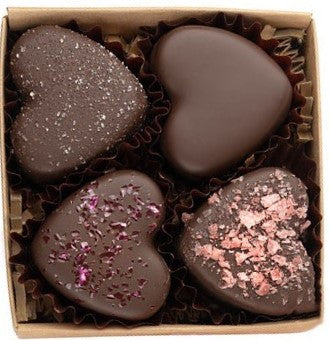 4 pc Custom Box of Heart Shaped Truffles