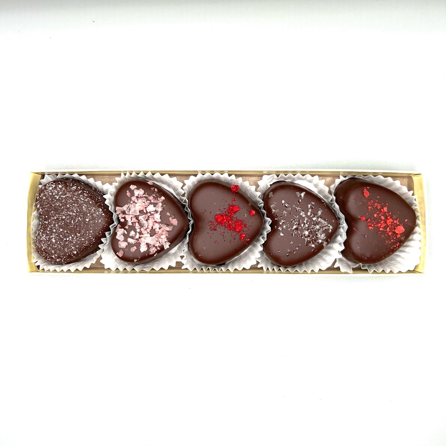 5 Piece Custom Box of Heart Shaped Truffles