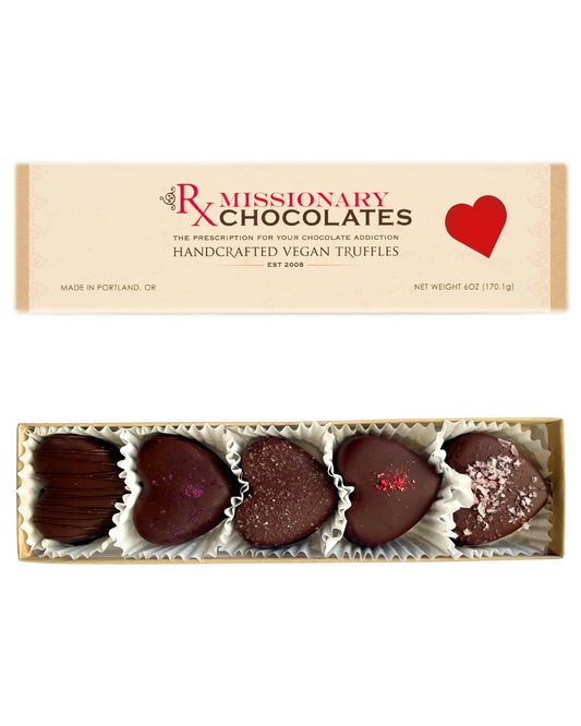 5 pc Custom Box of Heart Shaped Truffles