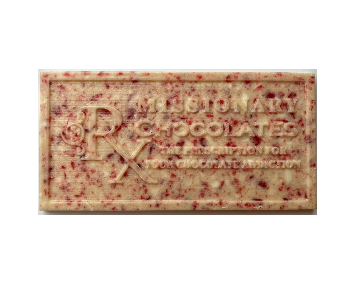 Solid White Chocolate Bar w/Candy Cane Bits