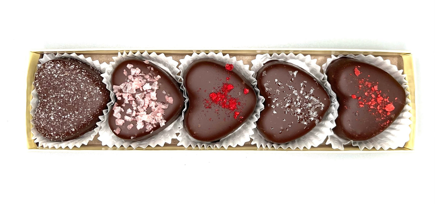 5 Piece Custom Box of Heart Shaped Truffles