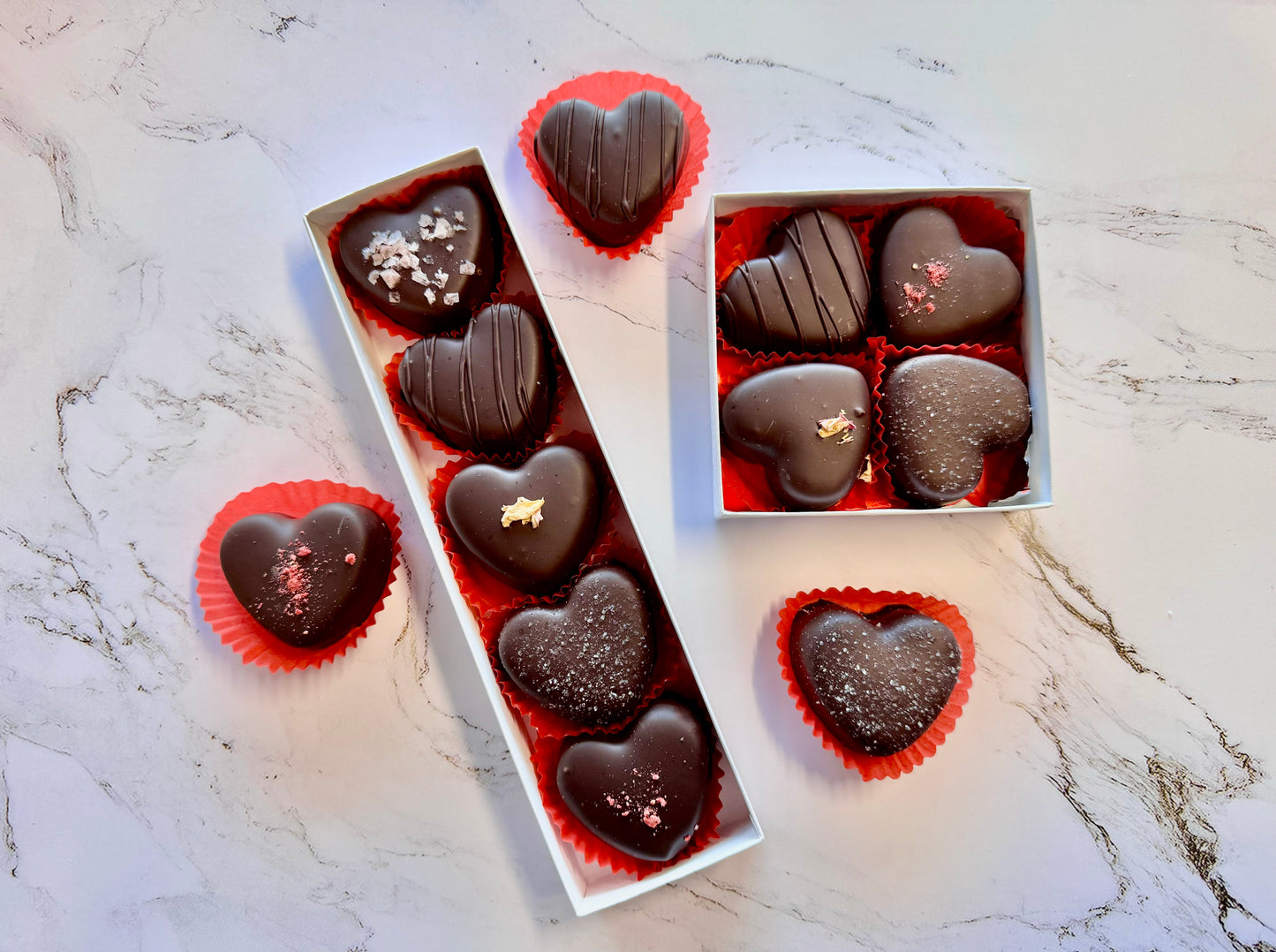 5 pc Custom Box of Heart Shaped Truffles