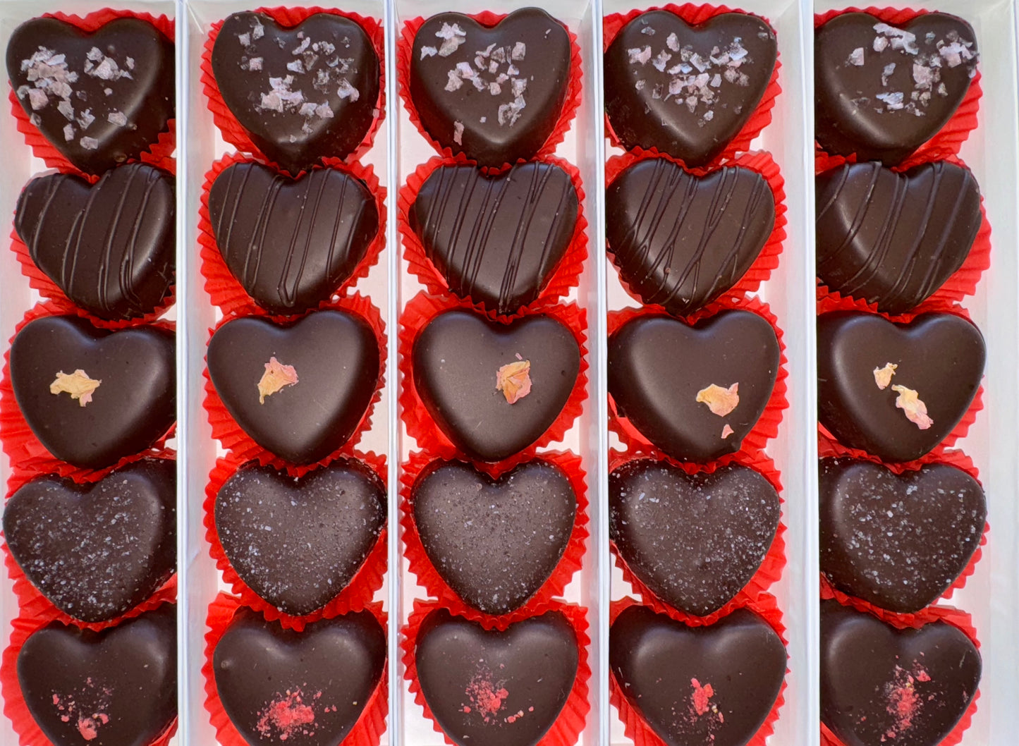 5 pc Custom Box of Heart Shaped Truffles