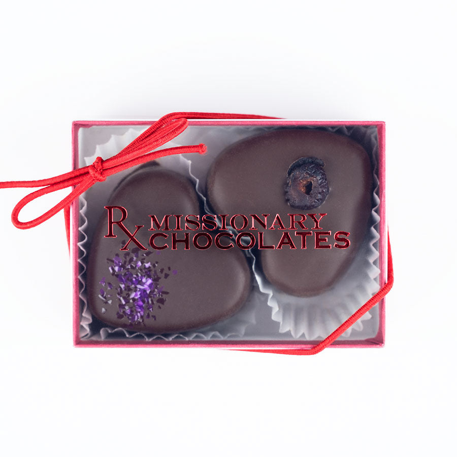 Missionary Chocolates 2 Piece Cranberry and REX HILL Pinot Noir Heart Box