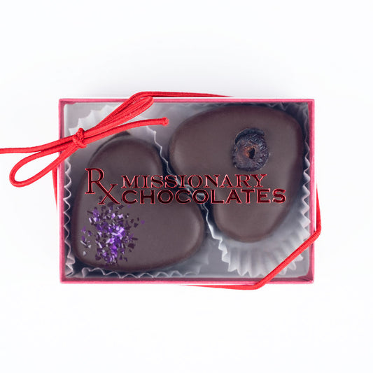 Missionary Chocolates 2 Piece Cranberry and REX HILL Pinot Noir Heart Box