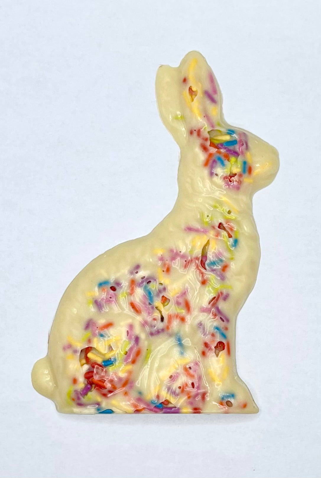 Easter White Chocolate Bunny w/natural Rainbow Sprinkles